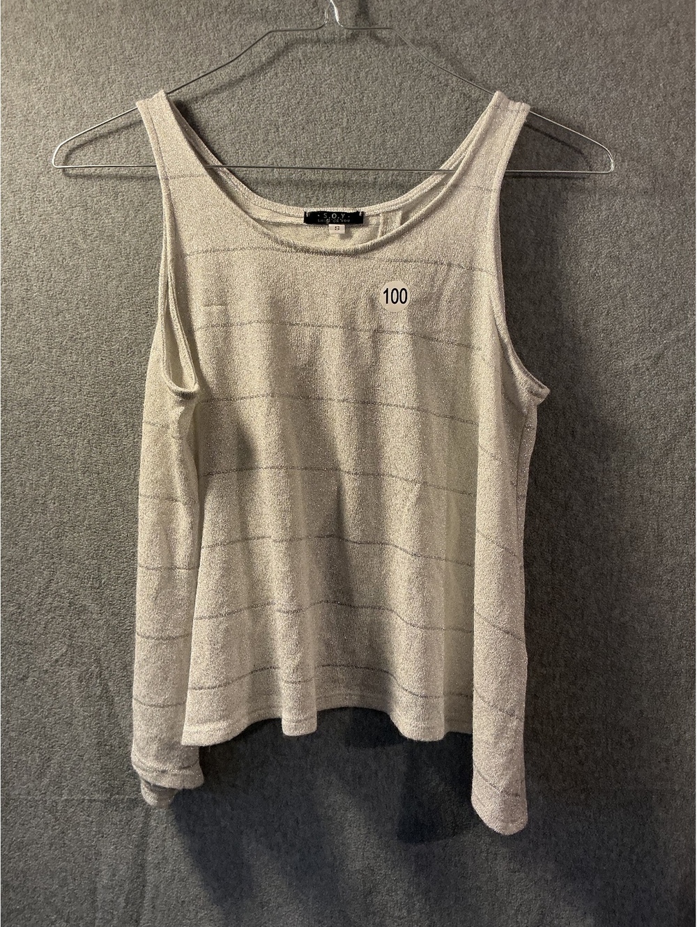 S.O.Y. White Striped Tank Top Size S